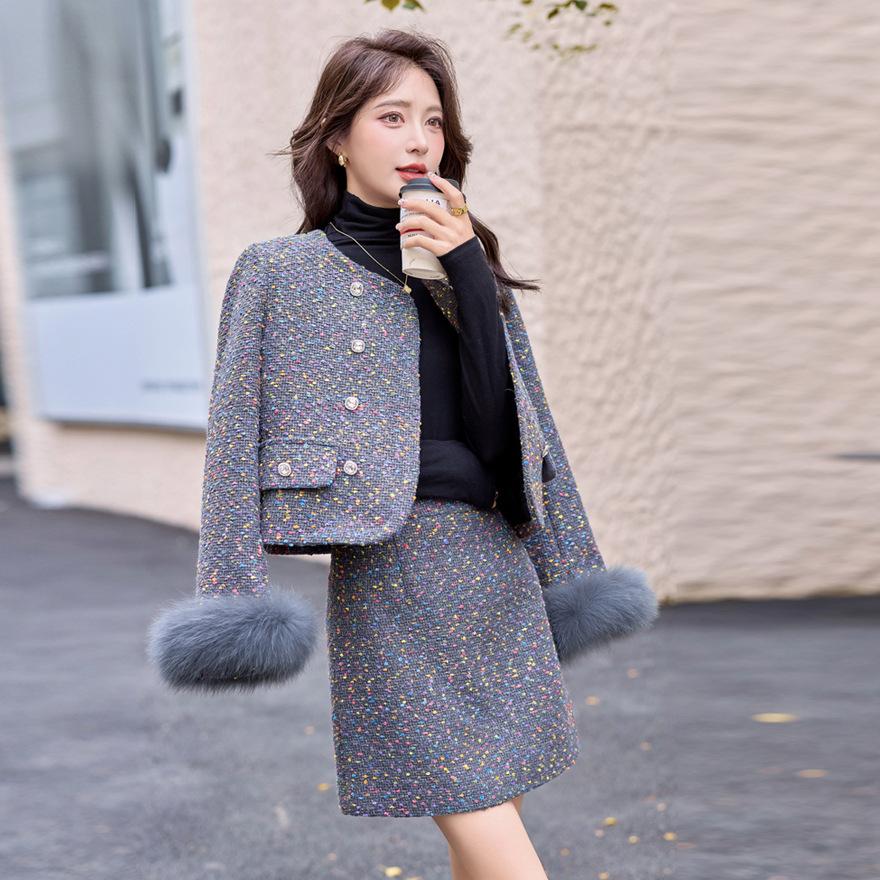 Down Suit Skirt Autumn and Winter New Small Temperament Socialite Fox Skirt