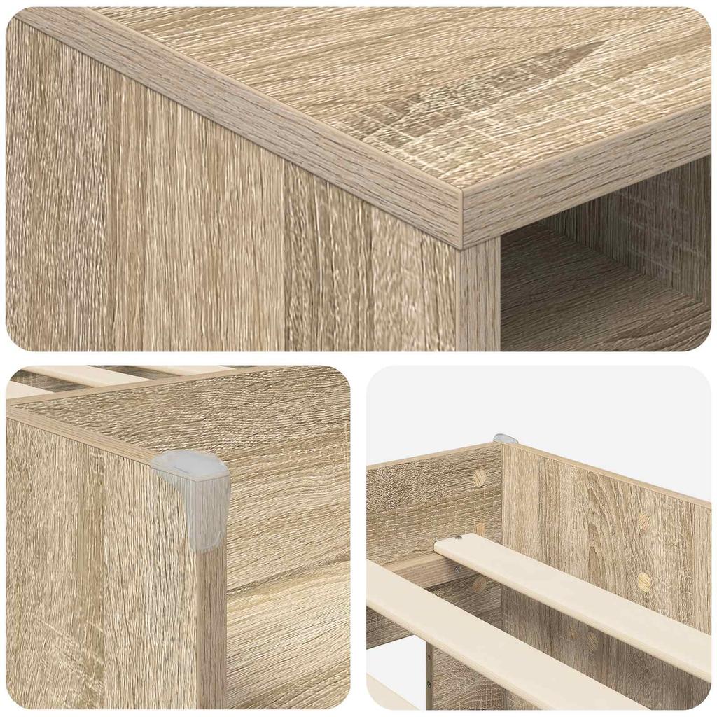 Loft Bed Frame with Wardrobe 3 pcs Sonoma Oak Engineered Wood