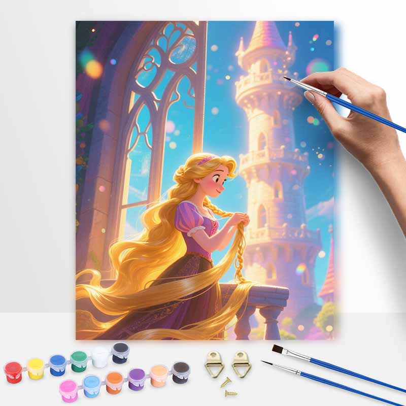 disney rapunzel princess castle digital oil painting hand painting kit diy home decoration 20x30cm