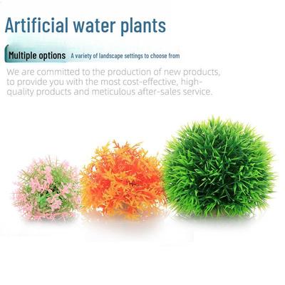 Fish Tank Décor: Herbe aquatique artificielle en plastique, boule de fleurs et tas d'herbe