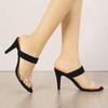 Allegra K Women's Stiletto Heel Slide Sandals with Clear Straps, Black, Size 25.5cm