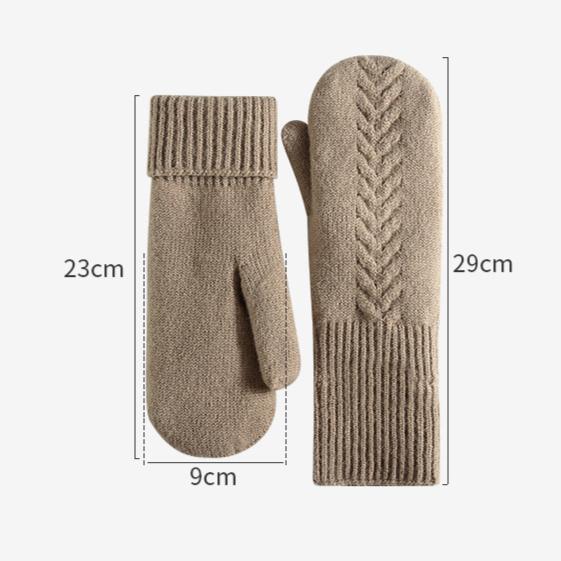 Knitted Gloves Winter Double-layer Velvet Thickened Warm Gloves Mitten