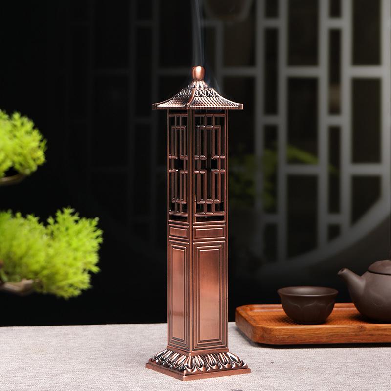 Chinese Style Pavilion Vertical Incense Burner Home Indoor Creative Zen Sandalwood Line Incense Holder Fragrance Ornaments бронзовый