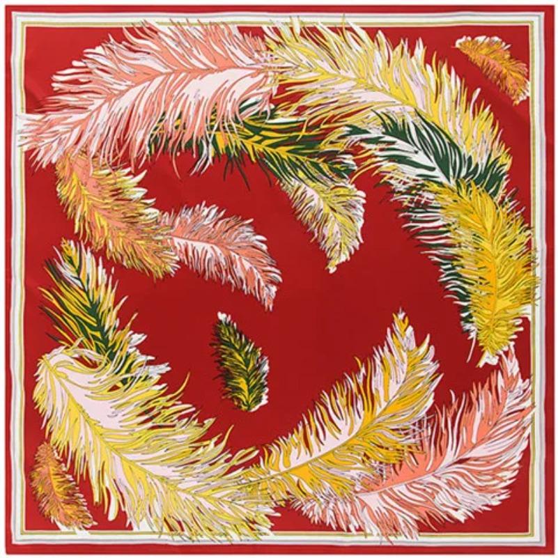 POBING Silk Scarf Luxury Brand Melt Chain Neckerchief Muslim Headscarf Square Scarves Lady Foulard Female Bandana 100*100CM