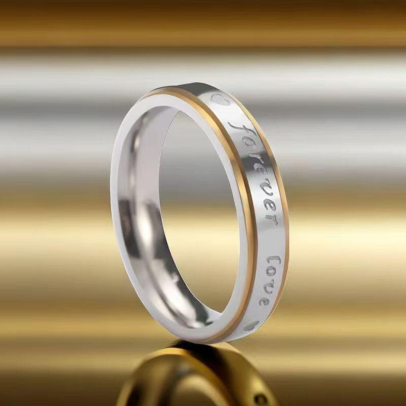 "Frosted Stainless Steel Couple Rings - Non-Fading Niche Design"