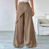 Women's Casual Fashion -Color Elastic Waistband Wide-Leg Straight-Leg Pants With Pockets