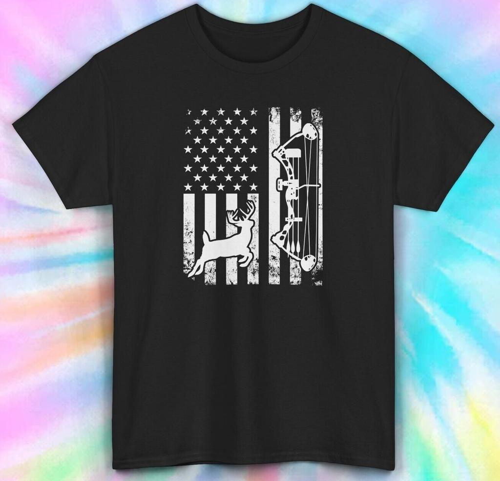 Bow Hunting USA Flag Deer Shirt | Archery Hunter Graphic Tee | S-4xl
