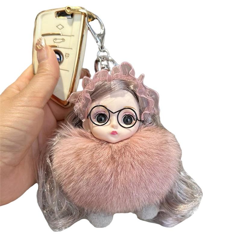 Stuffed Doll Keychain Cute Girl Portable Plush Toy Lightweight Keychain for Backpack infant Kids Girls Plush Animals