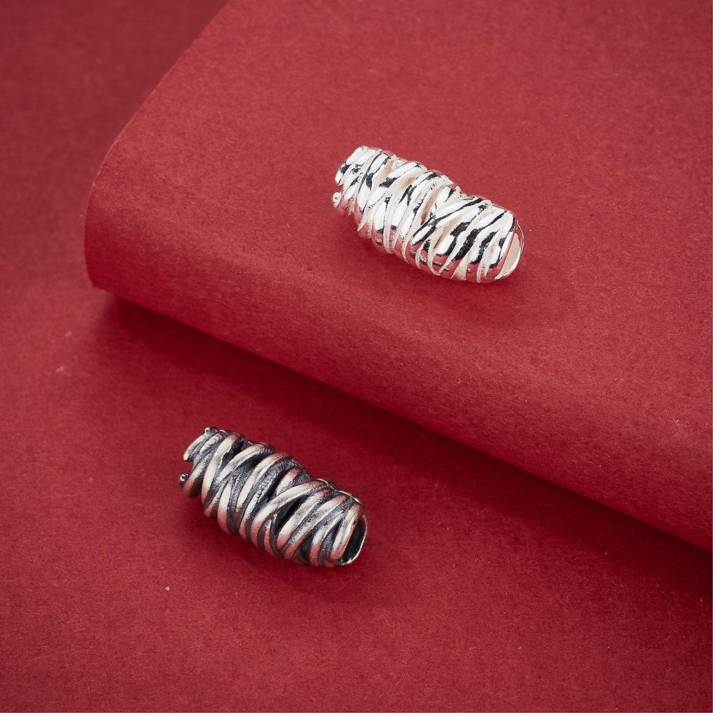Sterling Silver S925 Retro Barrel & Spacer Beads for DIY Bracelets