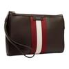 Bally Color Block Letter Logo Leather Clutch Men Clutch Ebony Red White 6310596