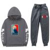 Mens Hooded Long Sleeve Streetwear Sweatshirt Set Casual Oversized Cotton Blend Tracksuit Fall