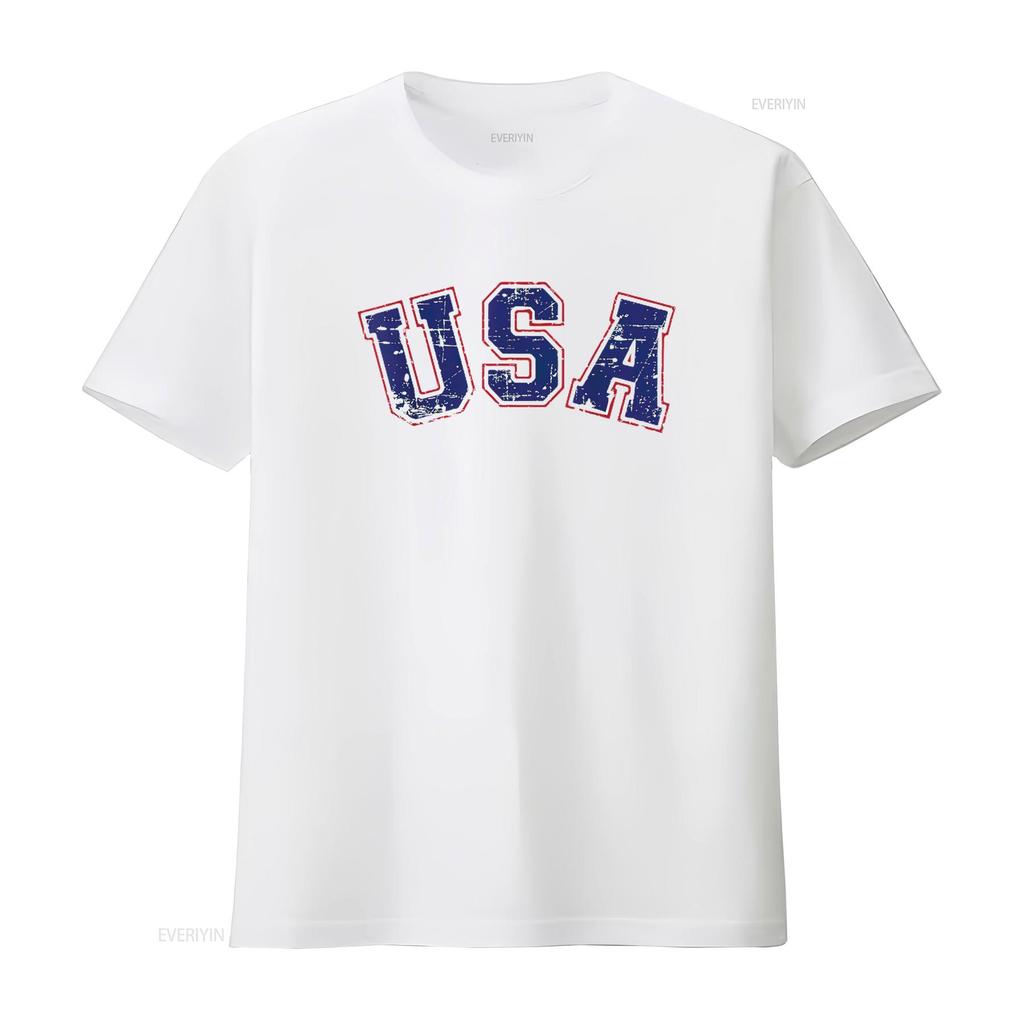 USA Team for Patriotic Independence Day On 4th of July Womens T Shirt Vintage Washed Versatile Fashion Casual Designer Clothes