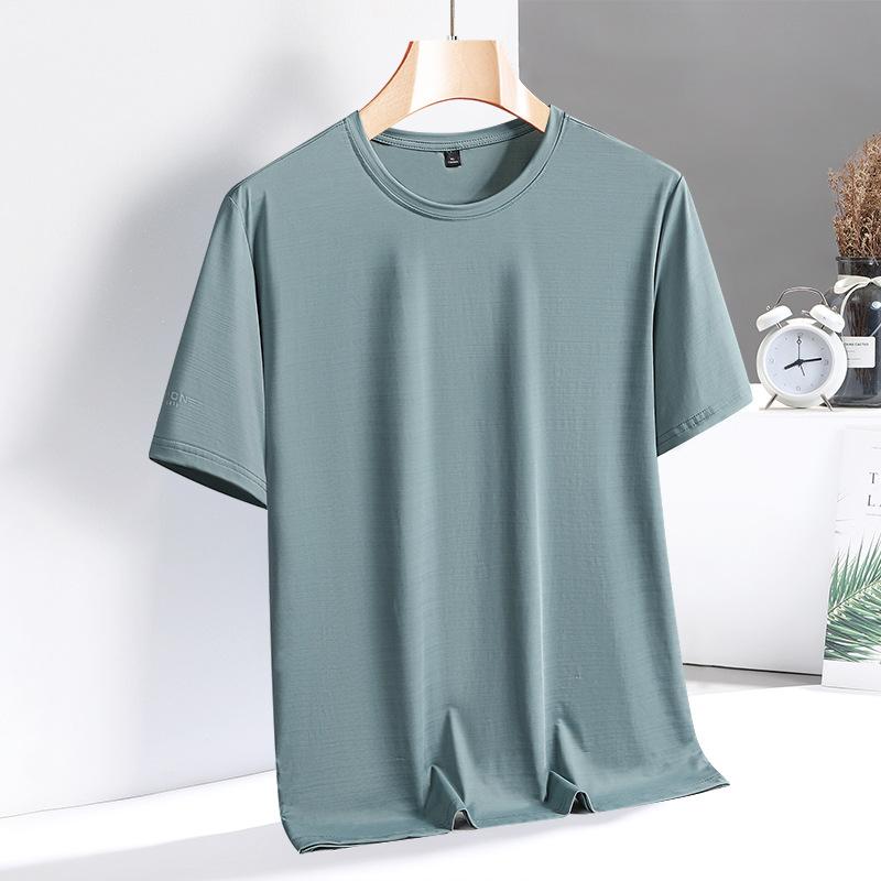 Pánské letní ležérní svalové tričko, rychleschnoucí, s krátkým rukávem, kulatým výstřihem, sportovní tréninkové tričko, pánské jednobarevné, prodyšné, pruhované tričko