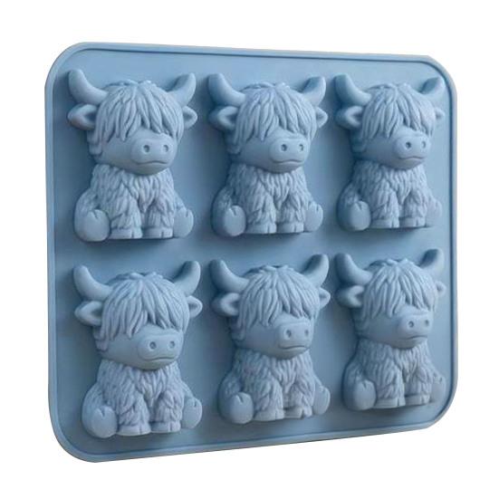 

Highland Cow Silicone Ice Cube Tray Food-Grade 3D Mold for Whiskey Cocktails Easy-Release Mini Cow Chocolate Candy Molds for Baking Gummies Fudge 1pc светло-синий