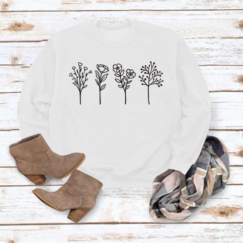 Womens Fall Winter 4 Floral Print Casual Long Sleeve Hoodie