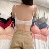 Peach Heart Lace Bandeau Camisole with Open Back and Anti-Exposure Design
