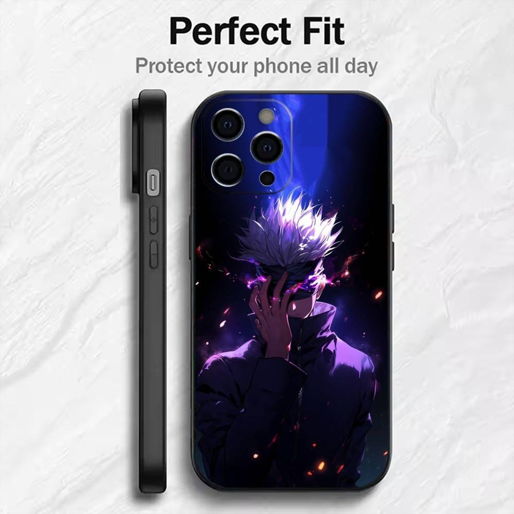 Hot-Blood Gojo Satoru J-Jujutsu Kaisen Phone Case For iPhone17,16,15,14,13,12 Plus,Max Soft Silicone Black Cover