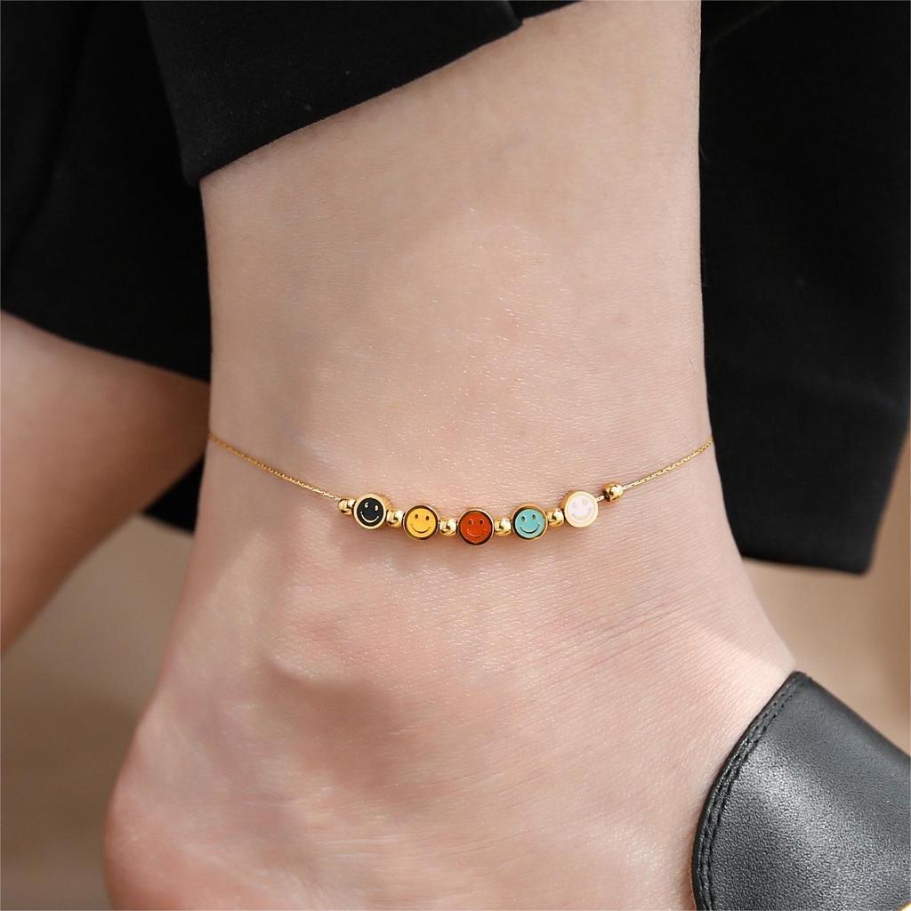 Tide Double-Layer Heart Anklet: 18K Gold-Plated Titanium Steel, Non-fading Fashion Light Luxury for Women