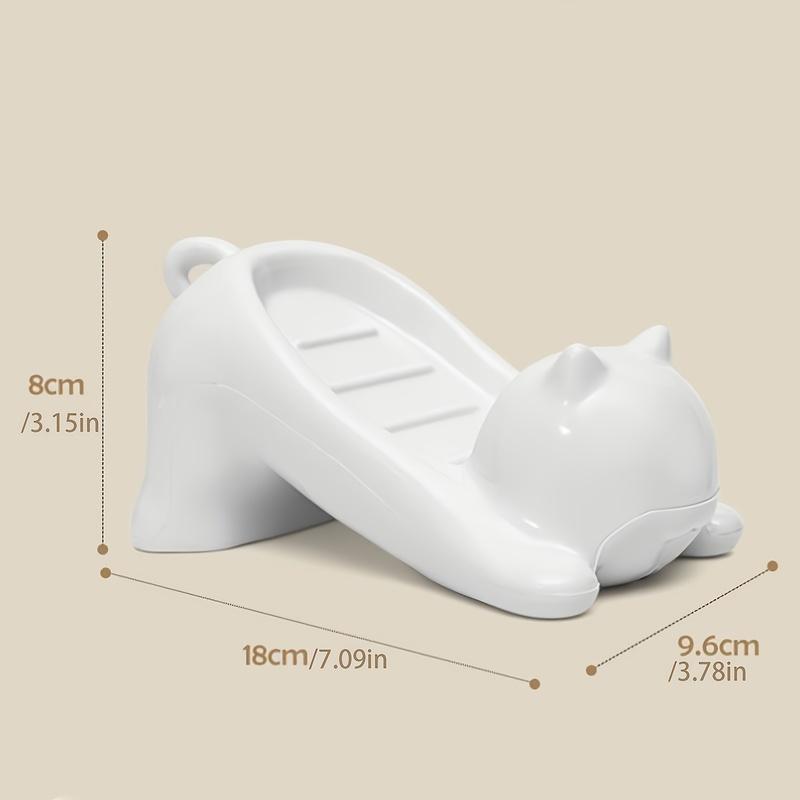 1pc Cartoon Cute Cat Plastic Soap Box ABS Creative Water Free Bathroom Soap Box Storage Rack Sanitary Drain