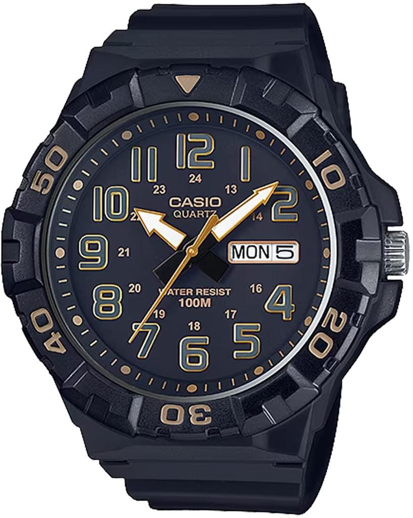 Casio Standard Big Face Quartz Watch MRW-210H-1A2V Men's Black and Gold [Imported]