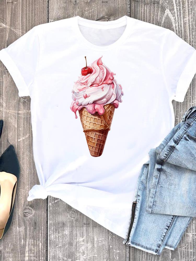 (Asian Size) Trend Style Short Sleeve T-shirts Lady Female Top Printed Fashion Clothing Women Graphic Casual T Shirt Tee