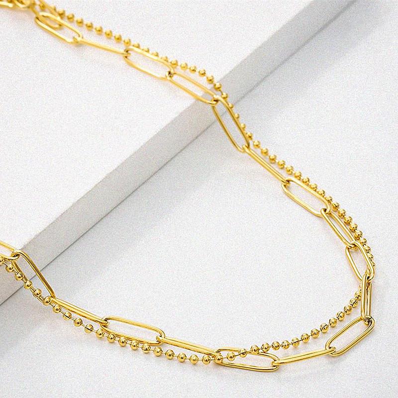 Fashion Personalized Geometric Bead Chain Collarbone Chain Female, Simple Stacking and Exquisite Paperclip Necklace