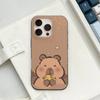 Cute Cartoon Capybara For iPhone 15 16 17 14 13 12 11 Pro Max 16E 16 Plus 17 Air Corrugated Shockproof Phone Cover