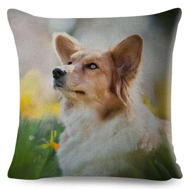 Cute Welsh Corgi Pembroke Dog Printed Pillowcase Decoration  Pet Animal Cushion Cover Sofa Household Car