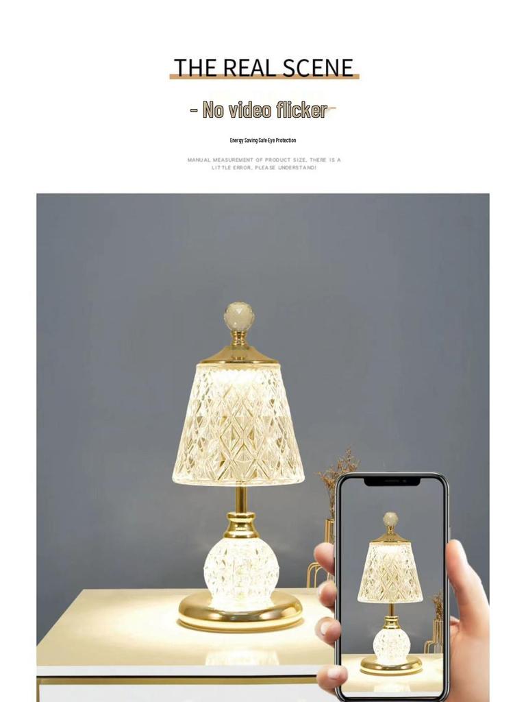 Luxury Crystal Touch Table Lamp for Bedroom - High-End Bedside Atmosphere Light