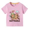 Solid Color Kids Basic T-shirt Capybara Tees 3-10Years Children Short Sleeved Clothes Boys Girls Round Neck Tops Birthday Gifts