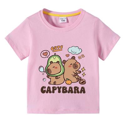 Einfarbige Kinder Basic T-Shirts Capybara Tees 3-10 Jahre Kinder Kurzarm Kleidung Jungen Mädchen Rundhals Oberteile Geburtstagsgeschenke