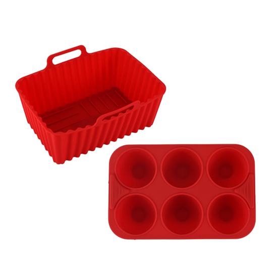 Air Fryer Liners Silicone Baking Tray Rectangular Non-Stick Mold for Cakes Jelly Pudding Dishwasher Safe Air Fryer Accessories