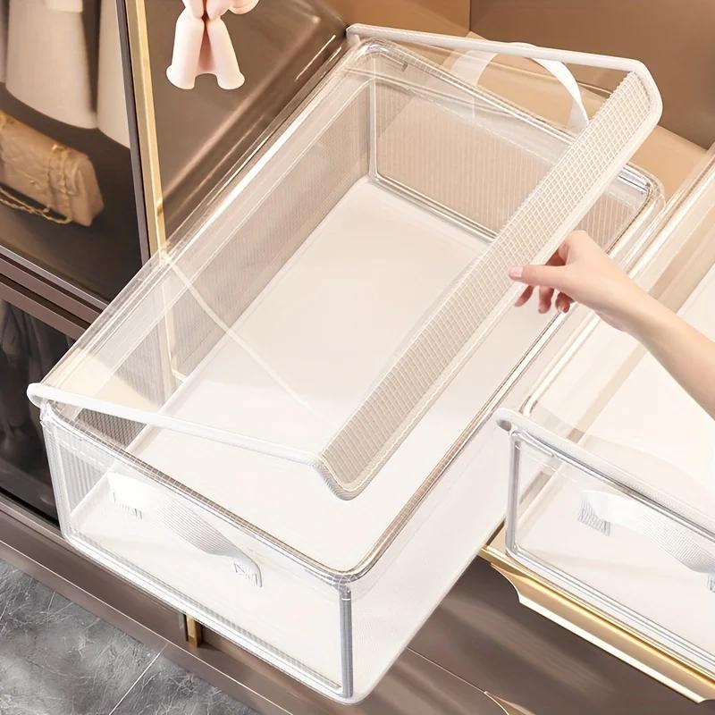 Extra Large Foldable PVC Storage Box with Lid - Dustproof Wardrobe Organizer for Clothes & Pants
