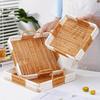 With Handles Woven Serving Tray Washable Imitation Rattan Fruit Plate  Kitchen Storage