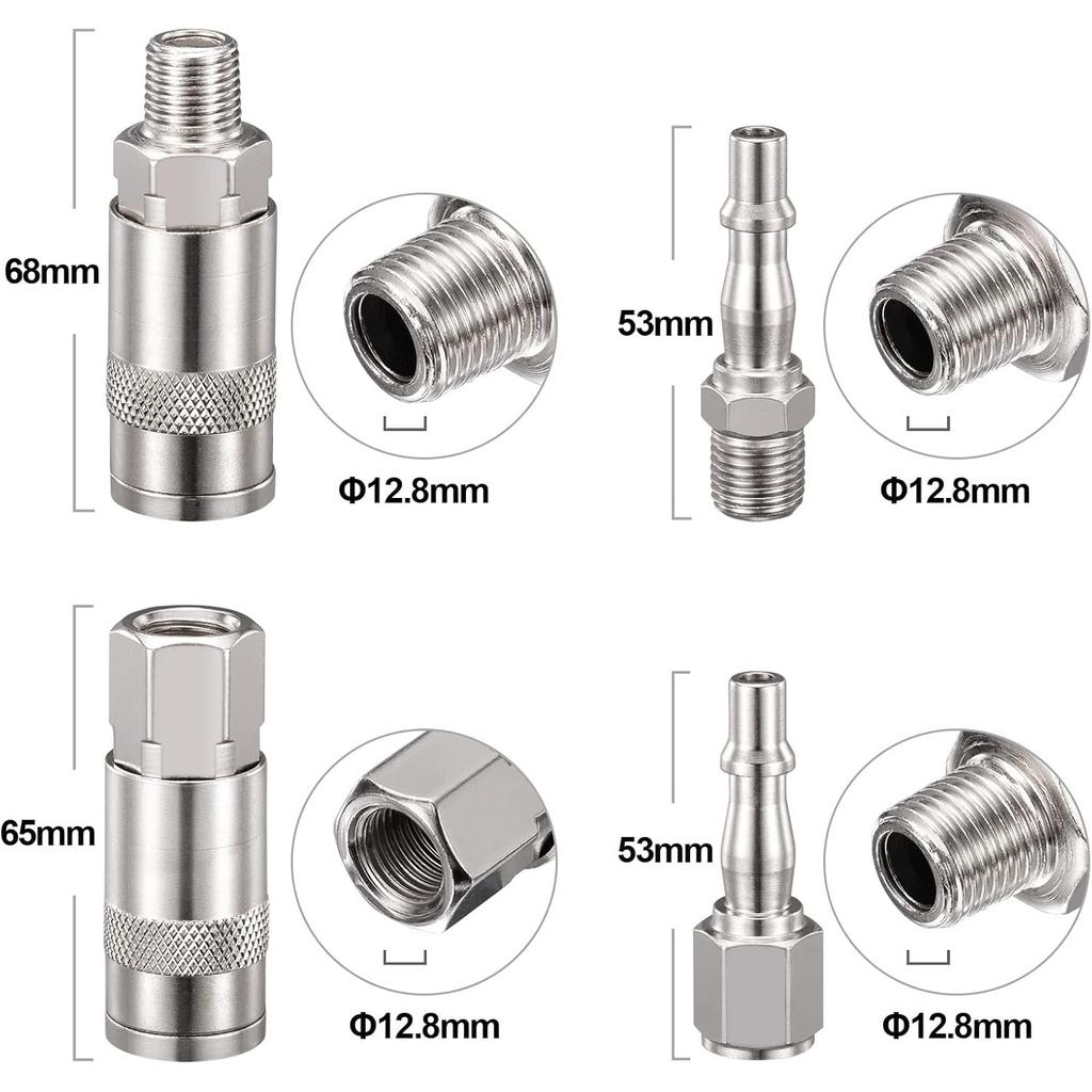 Spurtar 12 Pcs Air Line Connectors Compressor 1/4" BSP Air Line Fittings Hose Pipe Airline Connector Couplings Tools Plug Kit Accessories