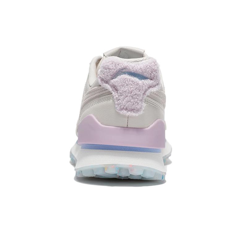 Li Ning Marshmallow Synthetic Leather Cushioning, Wear Resistant Low Top Sports Casual Shoes Women's White Gray ABCS002-2