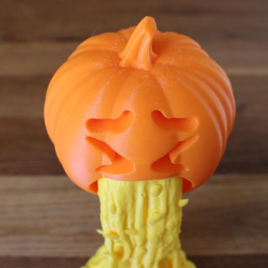 Halloween Puke Pumpkin Figurine Hilarious 3D Printed Vomiting Pumpkin Statue for Halloween Tabletop Bookshelf Decor