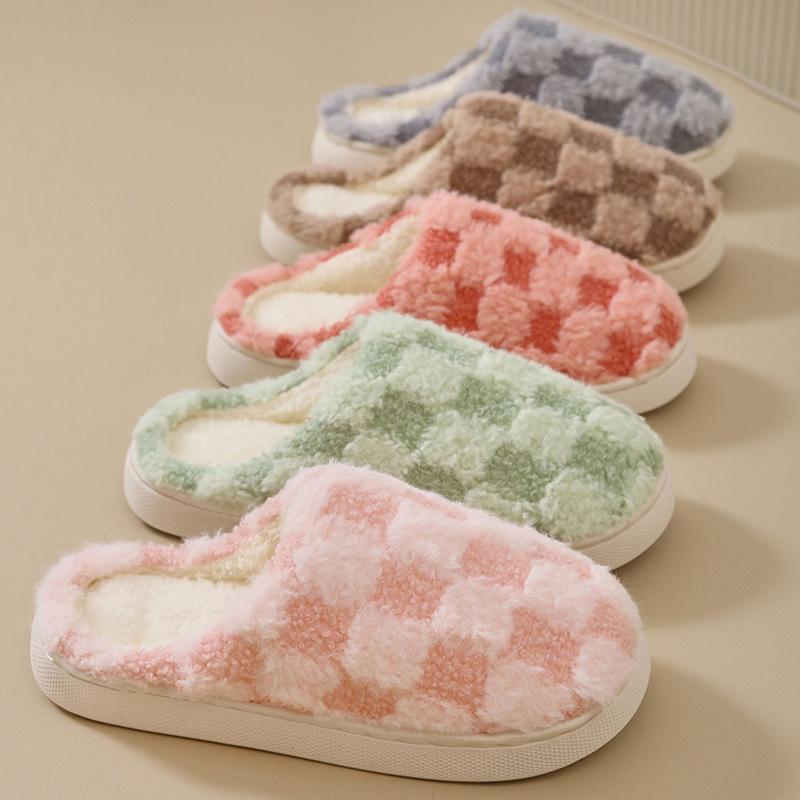 New cotton slippers thick-soled autumn and winter cute flat-soled slippers velvet warm outer wear non-slip cotton shoes