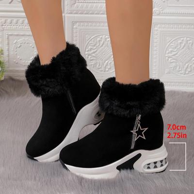 Stylish Large Size Winter Snow Boots with Ultra-high Heels and Warm Cotton Lining. Perfect for Cold Weather with Air Cushion Soles.
