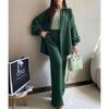 Two-Piece Long-Sleeve Lapel Shirt & Elastic Waist Trousers Suit