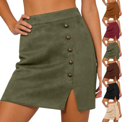 Women's Color Suede Skirt With Wrapped Buttocks And Short Skirt