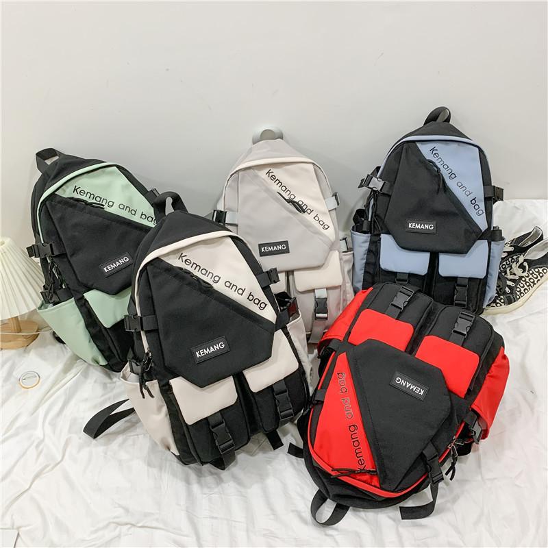 School Bag Female Large Capacity Japanese Junior High School High School Student Backpack Color Matching Tooling Backpack