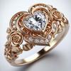 New Rose Gold Ring with Zircon Heart-shaped Women's Jewelry.
