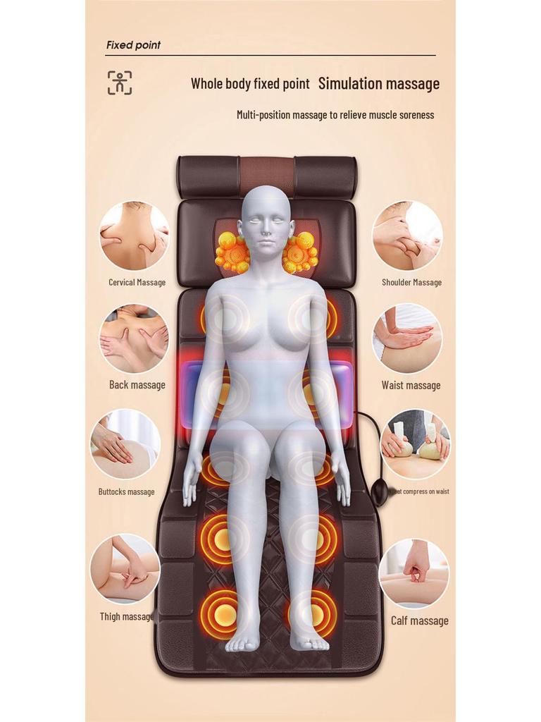 Smart Heated Full-Body Massage Pad with Neck & Waist Vibration and Kneading Functions