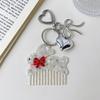 Cute Bow Cat Keychain Acetic Acid Animals Bag Pendant Creative Acetate Comb Pendant  Backpack Decor
