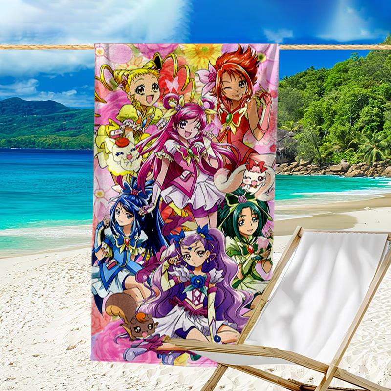 1pc Pretty Cure2 Beach Towel, Beach and Seaside Swimming Pool Equipment, Fashion Pattern, Rectangular, Travel Essentials