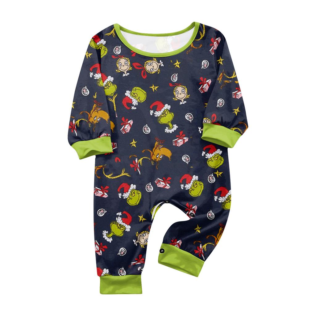 Print Cute Family Set Pajamas, Home Clothes, Family Set Long Sleeve Top Pants Set