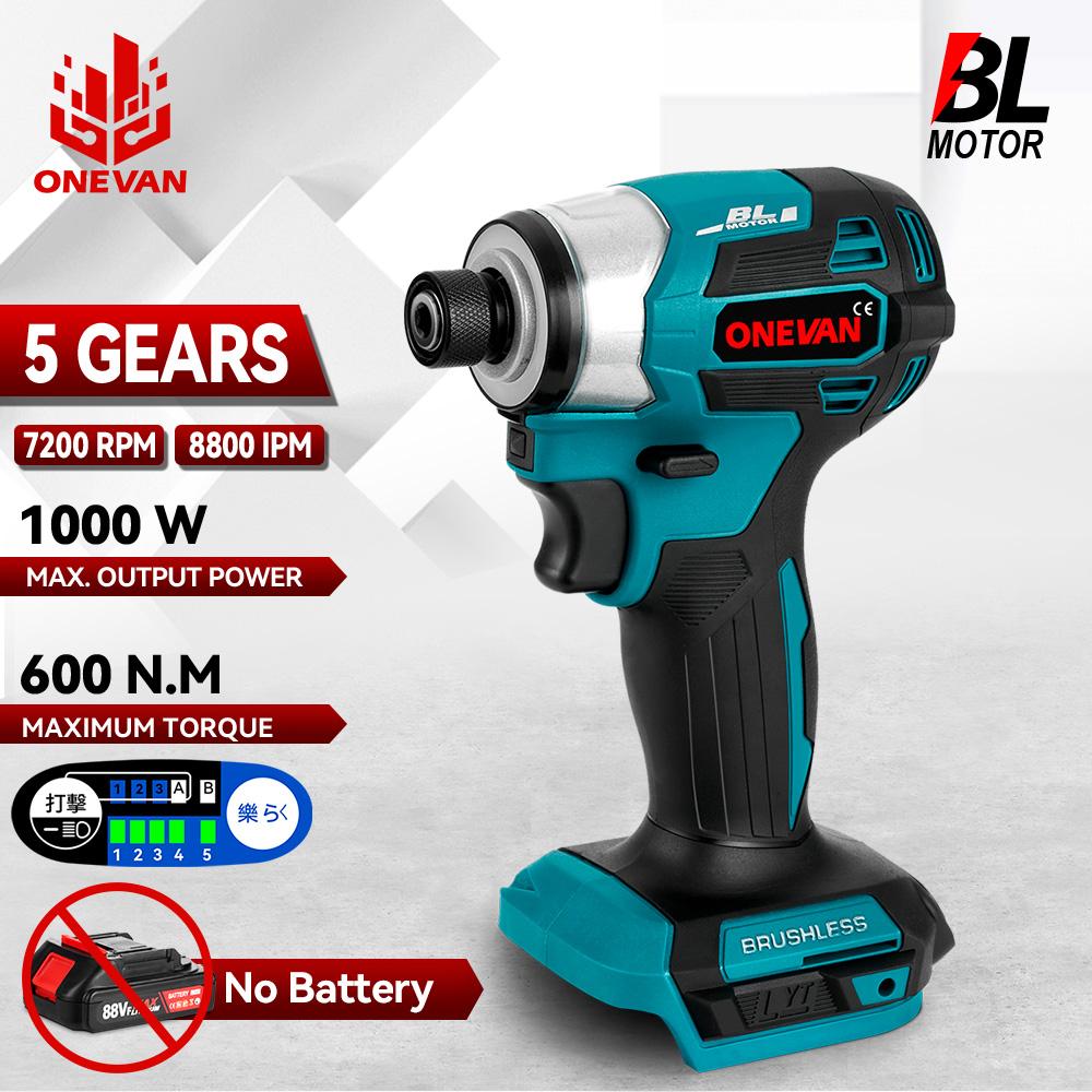 600N.m Brushless Electric Screwdriver Cordless 5-Speed Electric Impact Drill Rechargeable Power Tools Kit For 21V 18V Battery