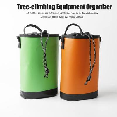Borsa per Corda da Arboricoltura 5L Borsa Portacorda per Arrampicata su Alberi e Roccia con Chiusura a Coulisse Tasche Multiple Borsa a Secchiello per Attrezzatura da Arboricoltura