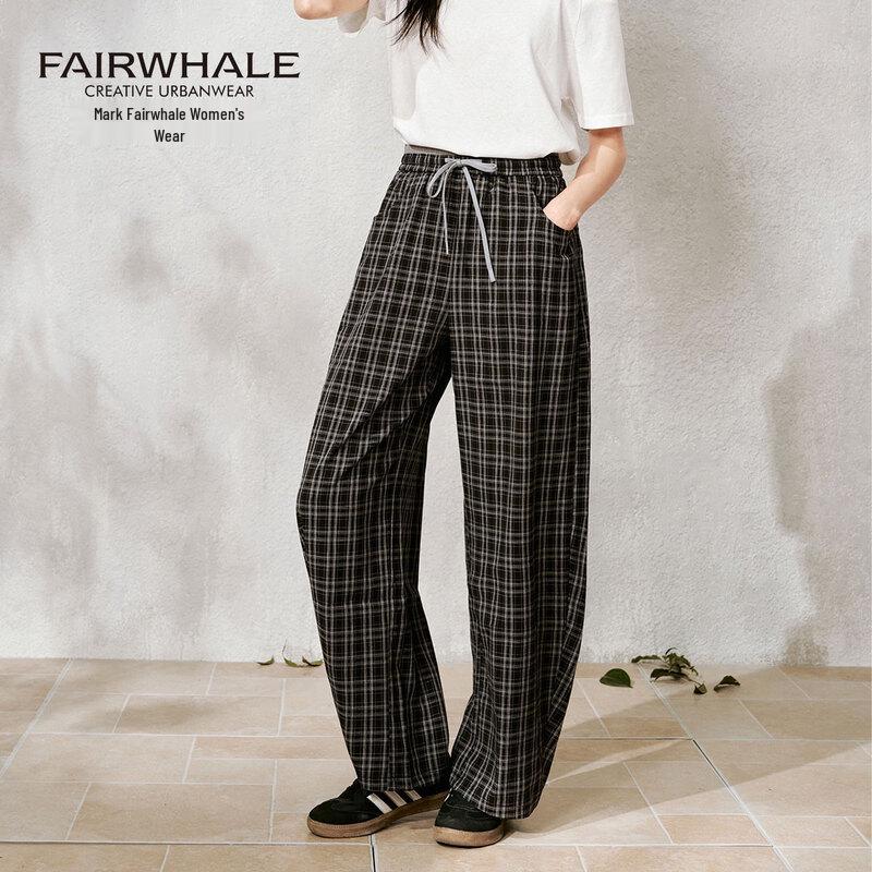 Mark Fairwhale Women s Vintage Plaid High-Waist Wide-Leg Casual Pants XL